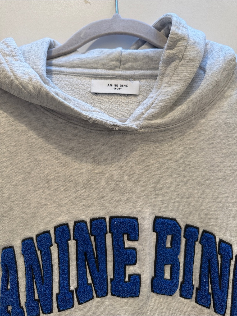 Anine Bing Grey Hoodie with Blue Appliqué - Picture 2 of 4